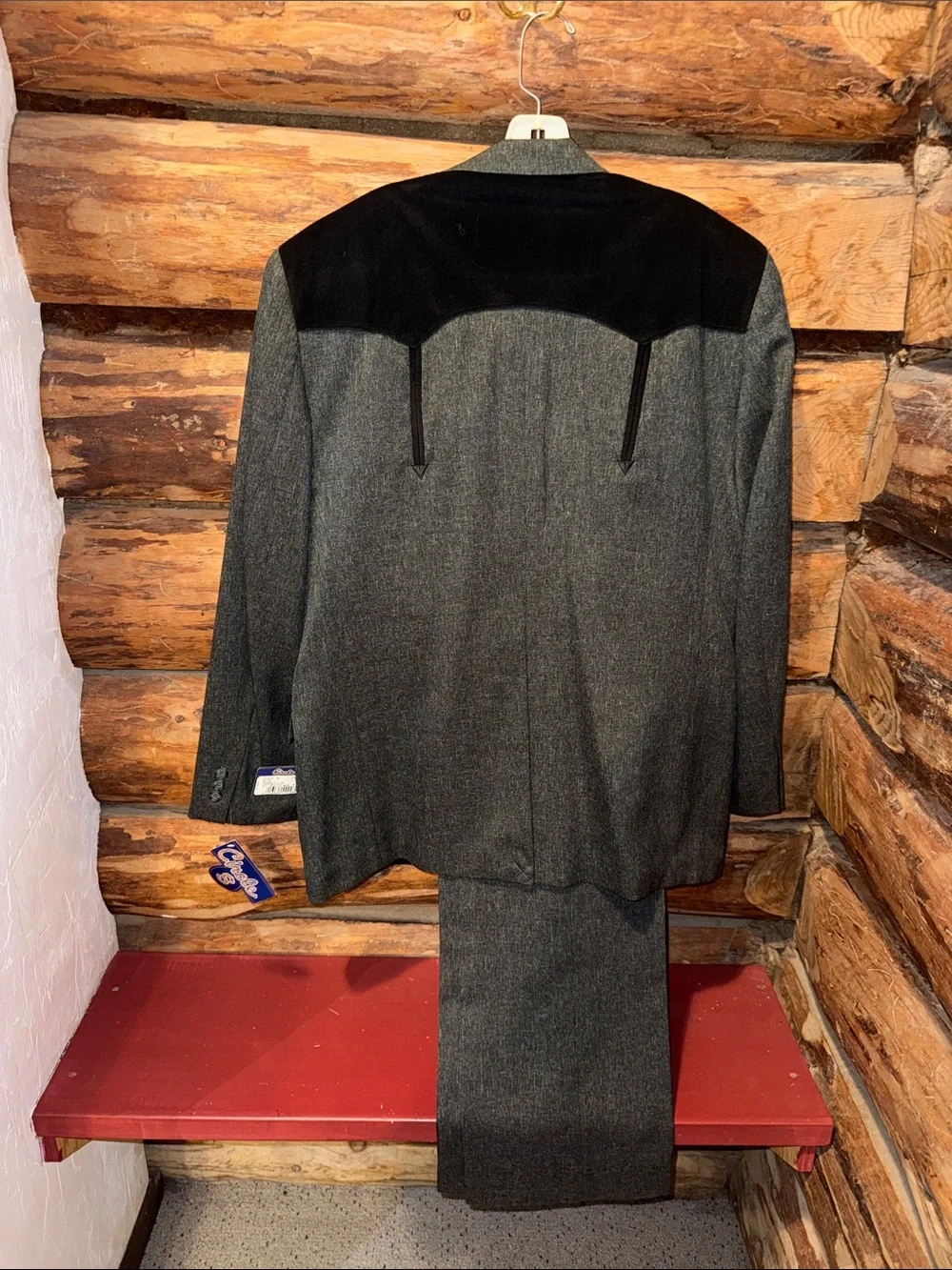 🖤NWT 48R/36 Men's Charcoal Gray Western-Circle S Style Blazer and Trouser Set
